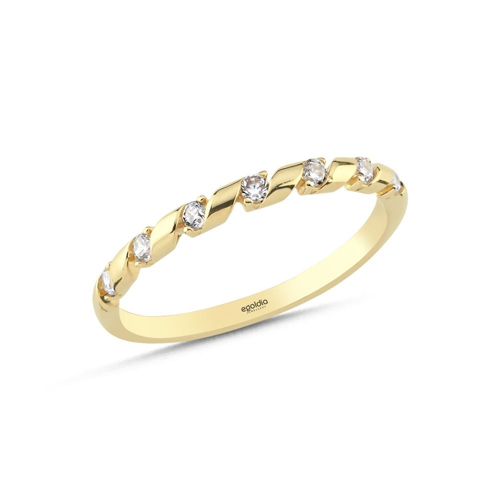 Sarmaşık Tasarım Oval Sıra Taşlı Yüzük