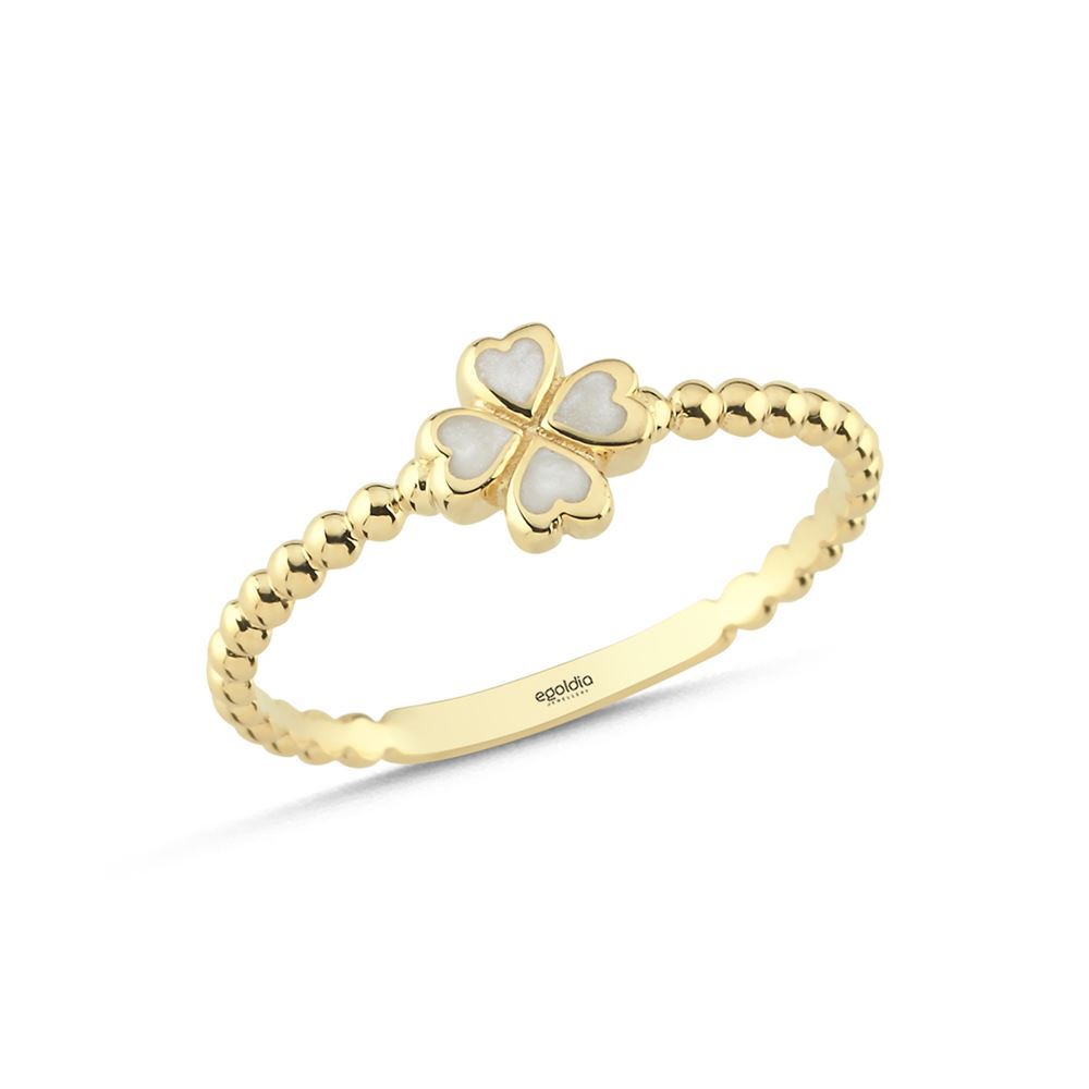 Yonca Beyaz Mineli Yüzük