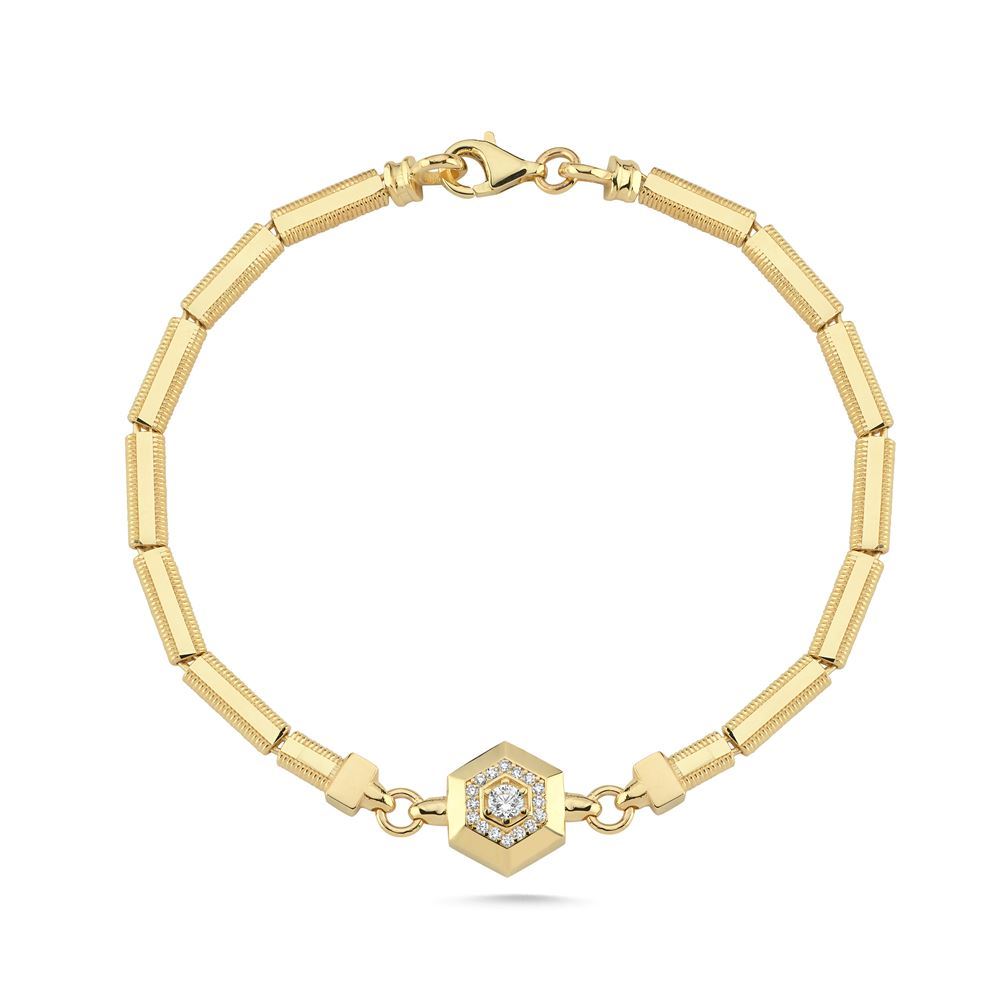 Altıgen Daire Taşlı Ajda Tasarım Bileklik