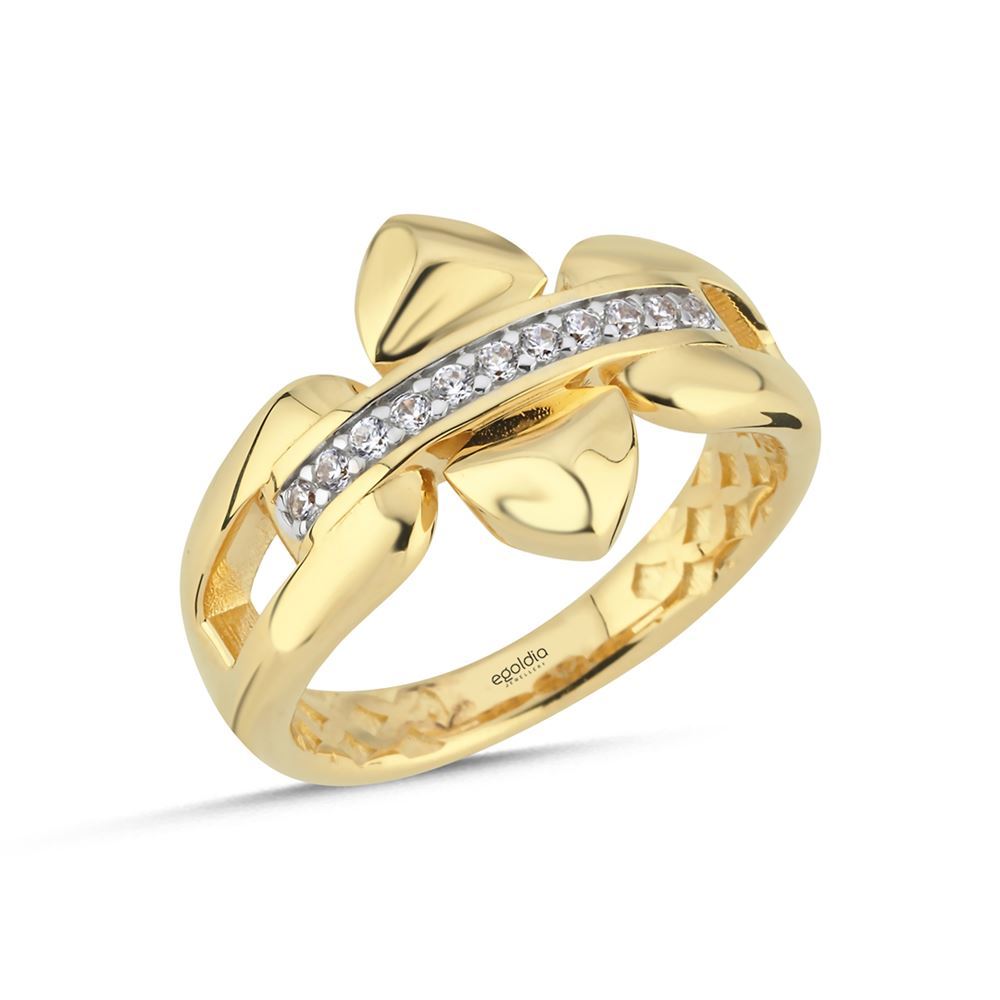 Üçgen Prizma Tasarım Beyaz Taşlı Yüzük