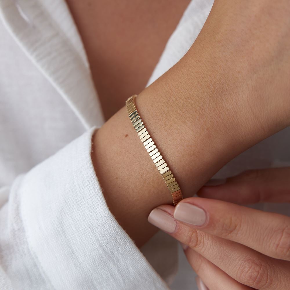 İtalyan Sıralı Balıksırtı Altın Bileklik