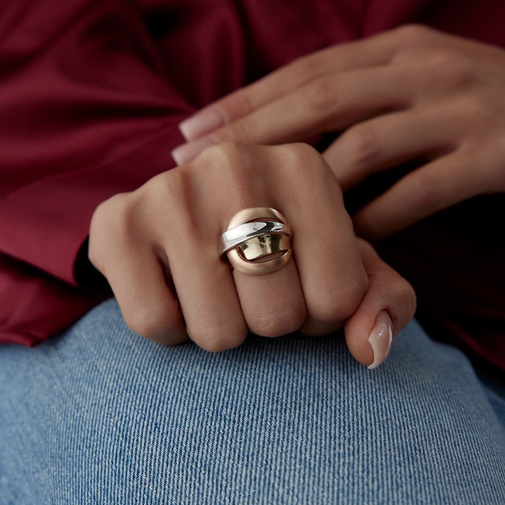 Üç Renk Oval Tasarım Yüzük