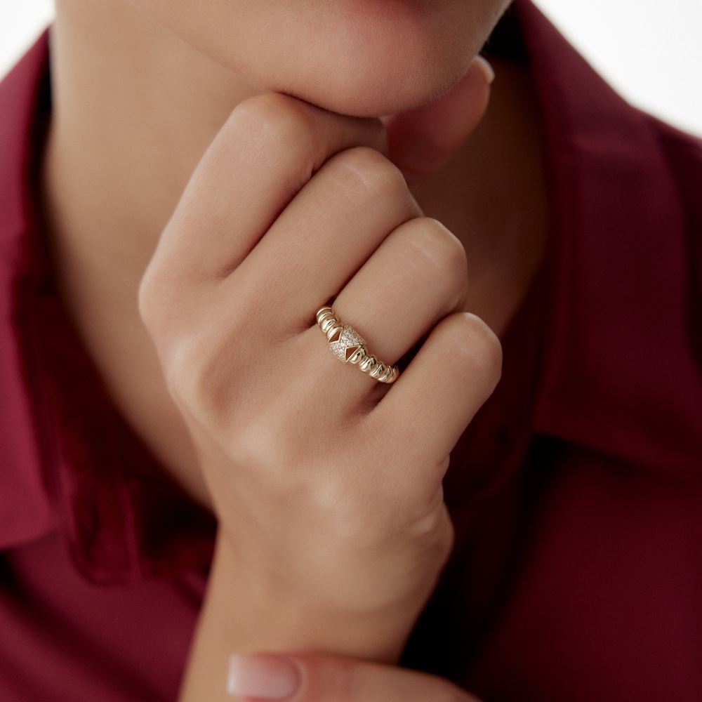 Burgu Tasarım Taşlı Yüzük