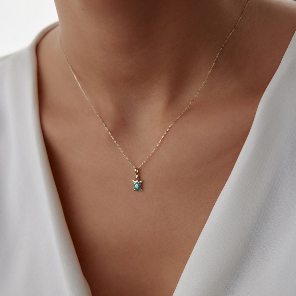 Kaplumbağa Mineli Tasarım Kolye