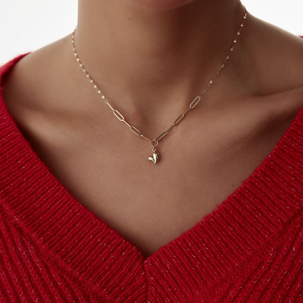 Kalp Ataç Pullu Kolye