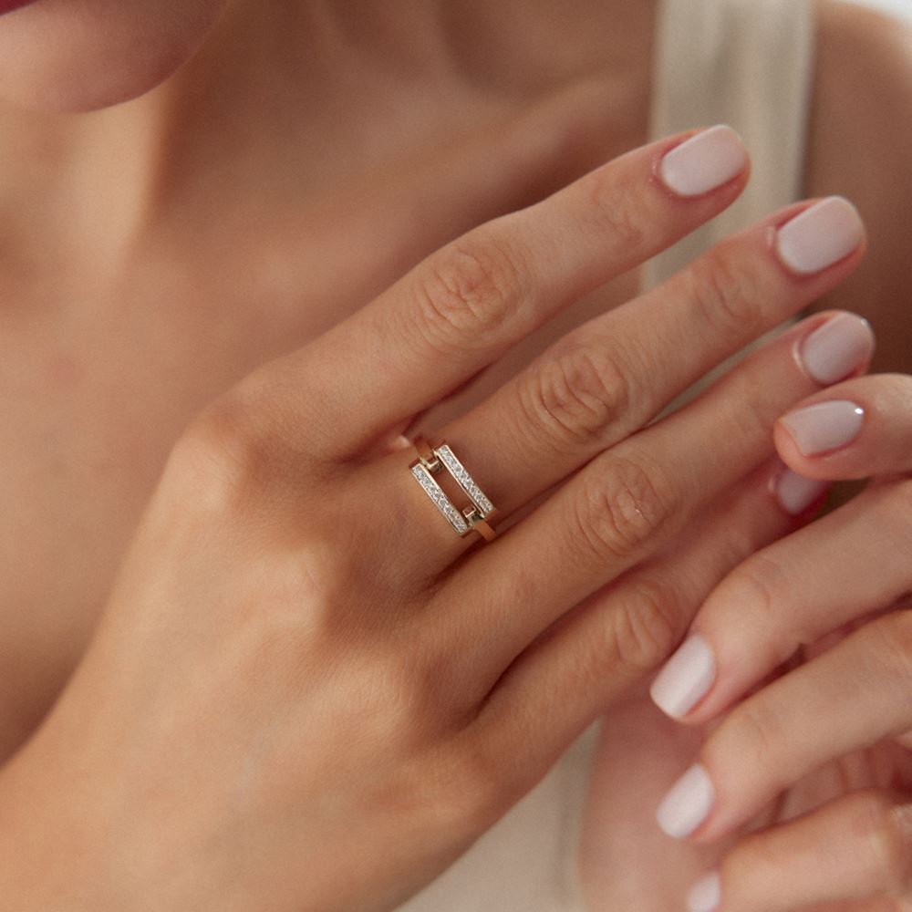 Kaburga İkili Taşlı Yüzük