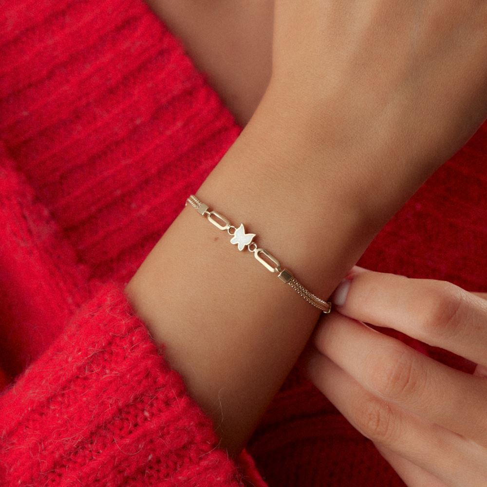 Mavi Beyaz Kelebek Bileklik