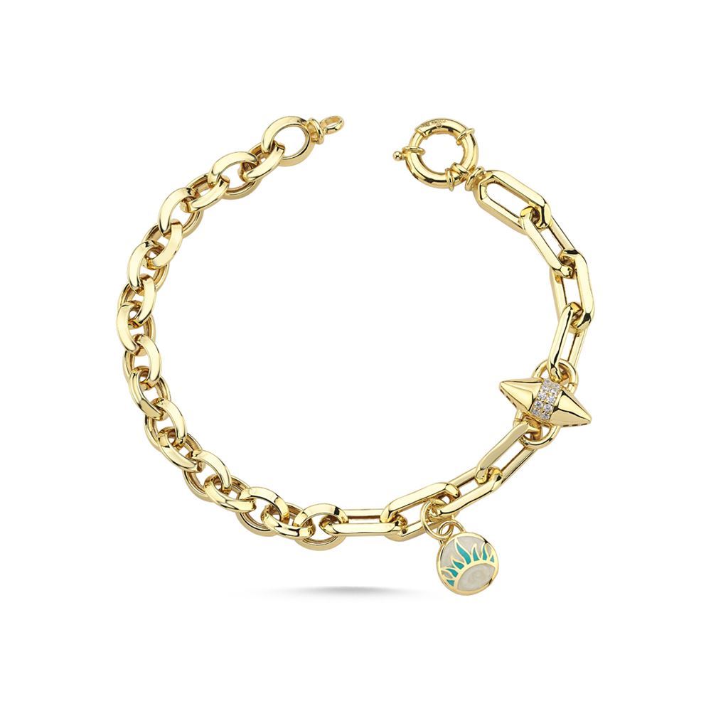 Mineli Yuvarlak Desenli Bileklik