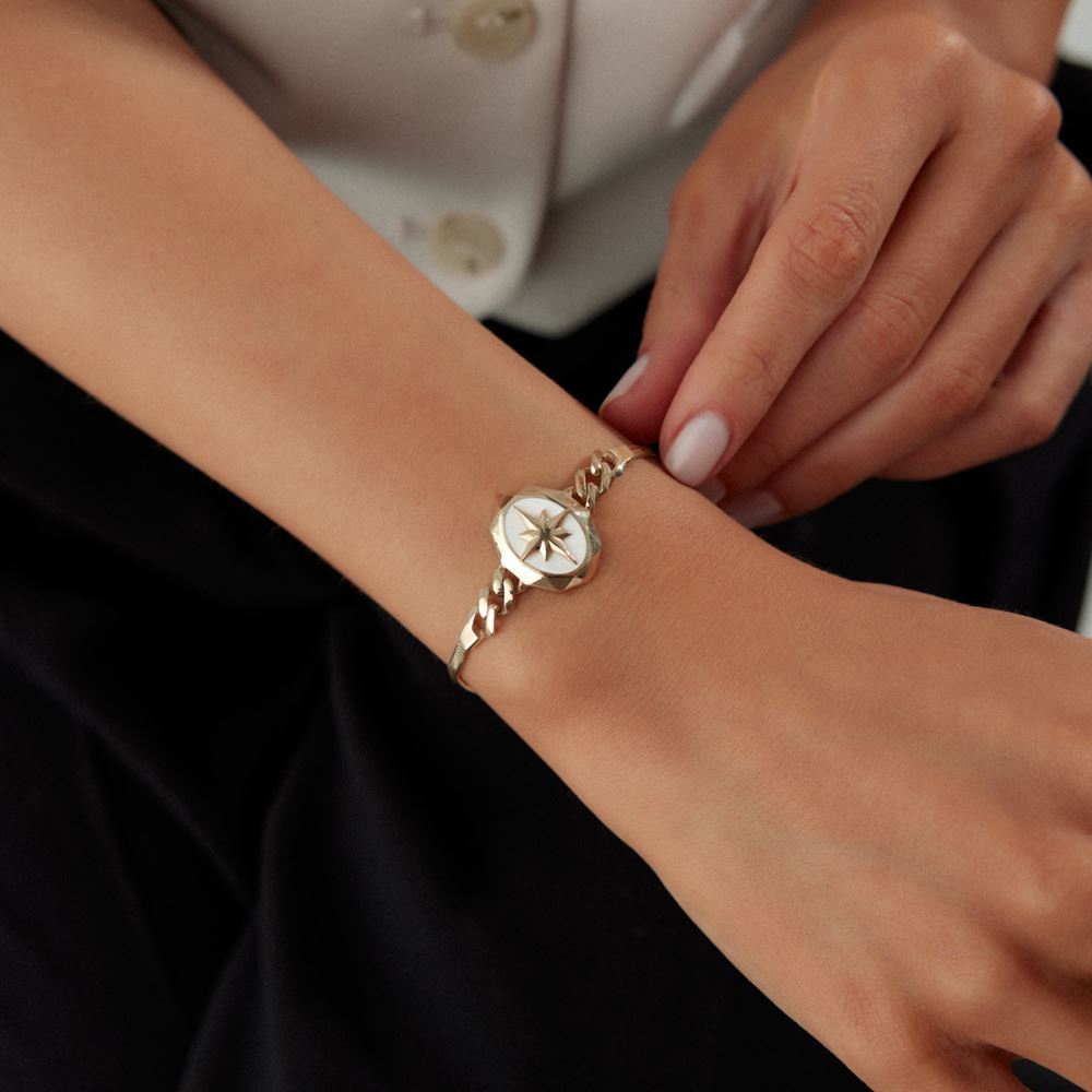 Kuzey Yıldız İtalyan Beyaz Mineli Bileklik