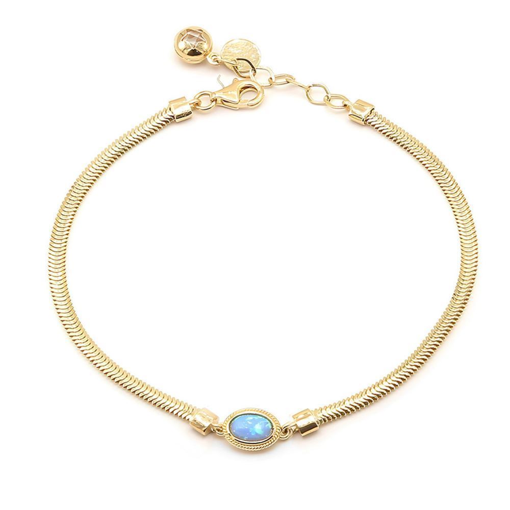 Mavi Taşlı Balıksırtı Bileklik