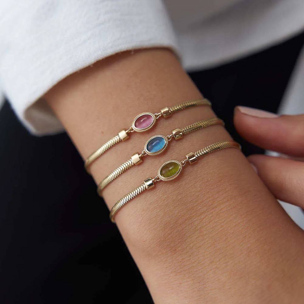 Yeşil Taşlı Balık Sırtı Bileklik