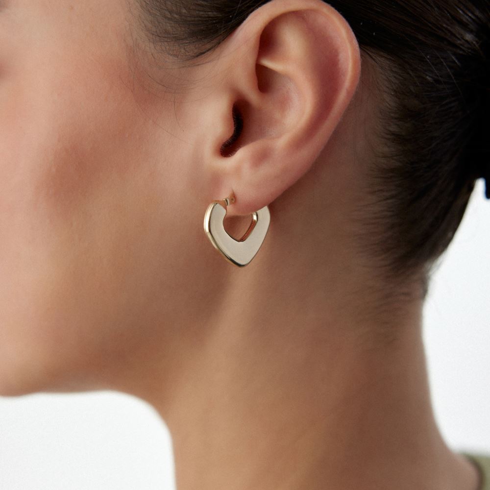 Kalp Tasarım Sade Halka Küpe