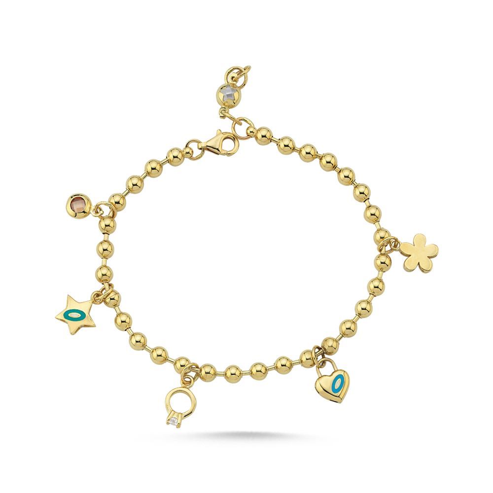 Kalp Yıldız Yonca Tektaş Taşlı Bileklik