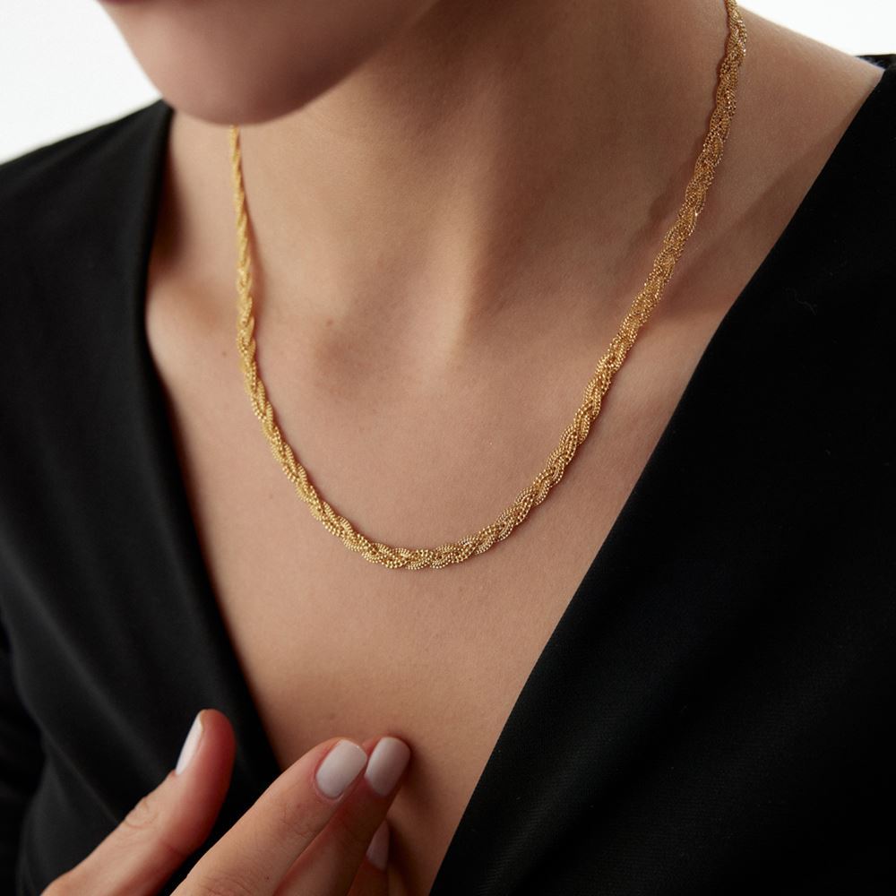 Kırmızı İtalyan Örgü Kolye 48 Cm