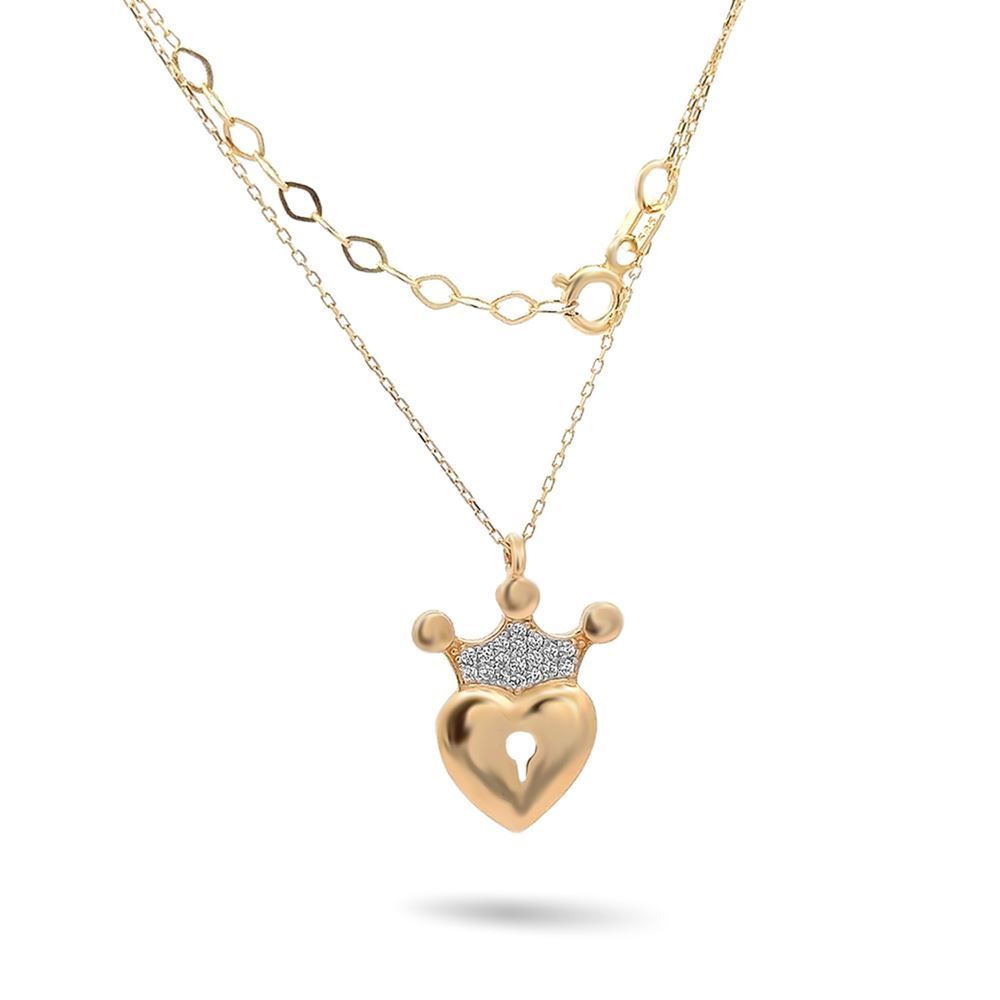 Kalp Kilitli Taç Kolye