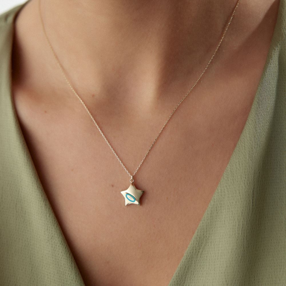 Mineli Yıldız Tasarım Kolye