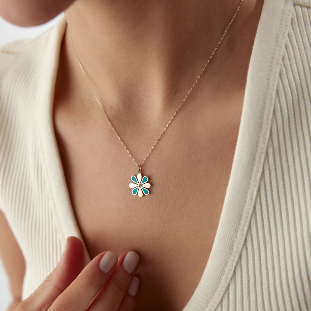 Papatyalı Mineli Kolye