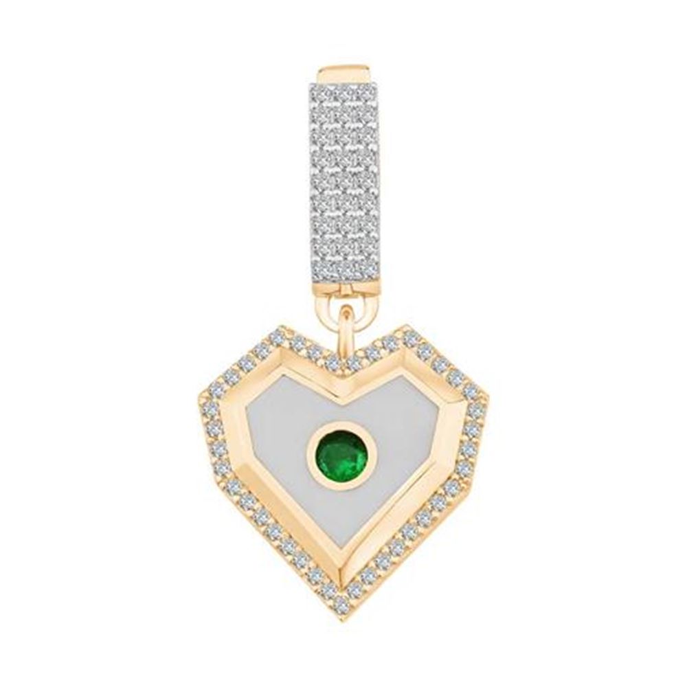 Beyaz Mineli Kalp 9Mm Bileklik Charm