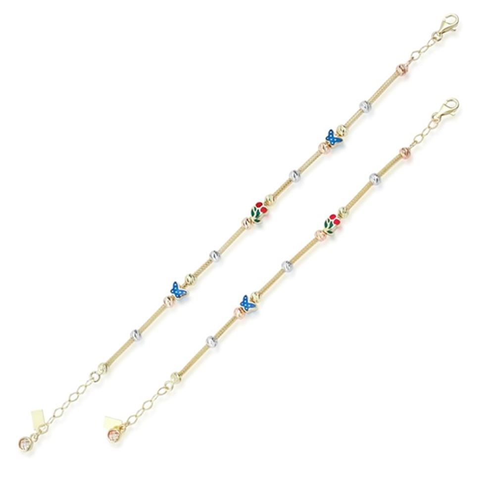 Anne Çocuk Mineli İkili Set Altın Bileklik