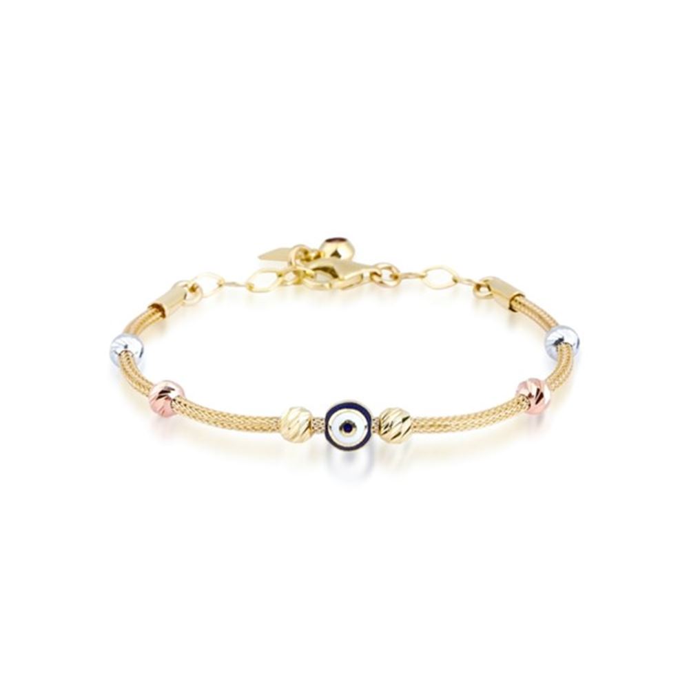 Anne Çocuk Nazar Boncuklu  İkili Set Altın Bileklik
