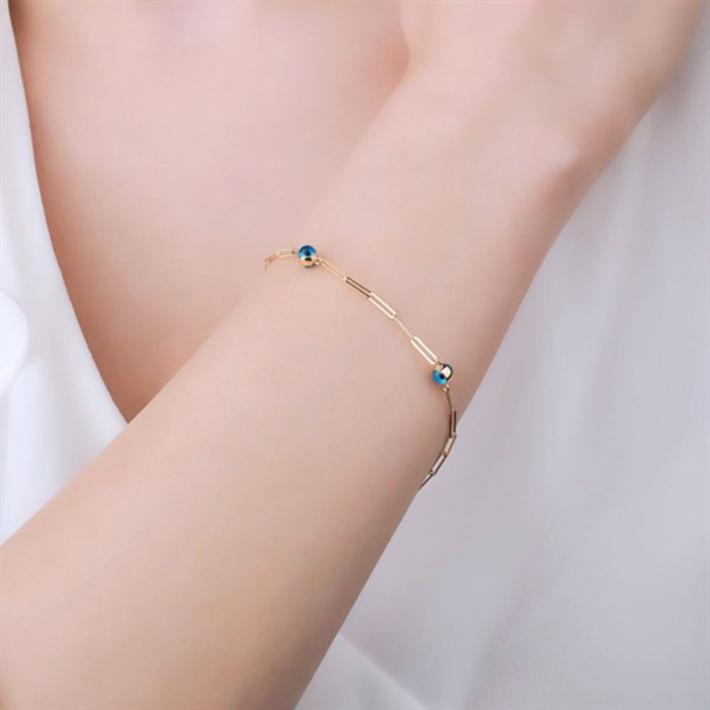 Göz Boncuklu 14 Ayar Altın Bileklik