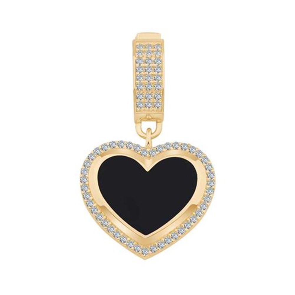 Siyah Mine Kalp Kolye Ucu Charm