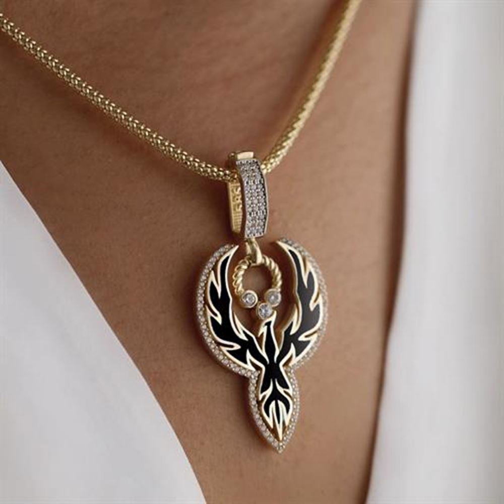 Siyah Mineli Anka Kuşu Charm