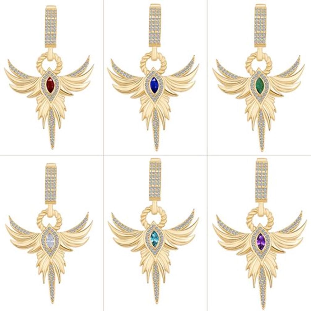 Anka Kuşu Zümrüt Taşlı Charm