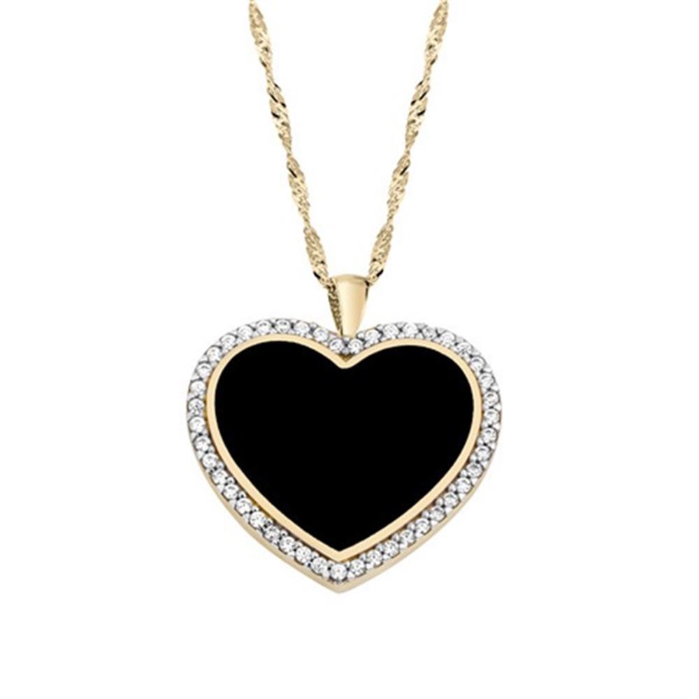Siyah Kalp Altın Kolye