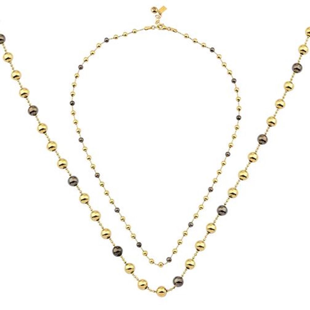 Siyah Top Renkli Altın Kolye