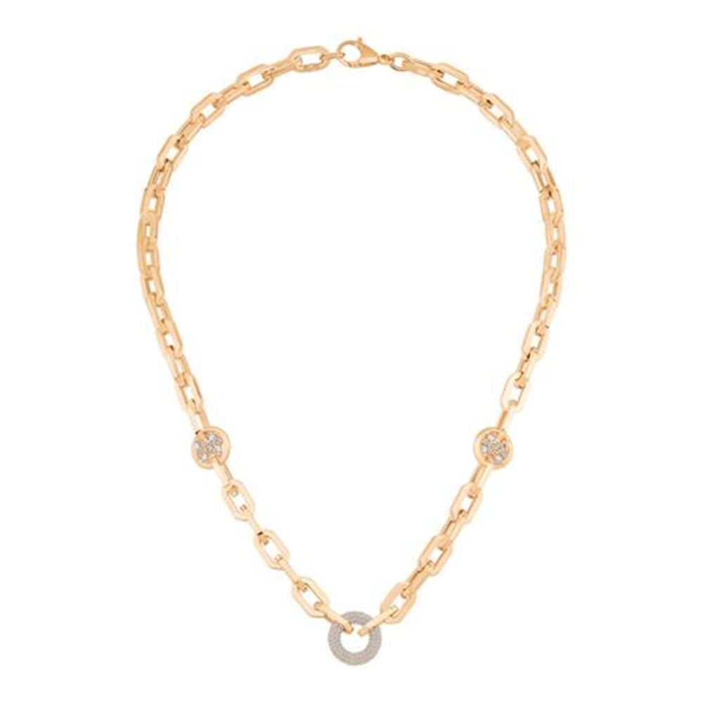 Taşlı Halka Detaylı Geometrik Kolye