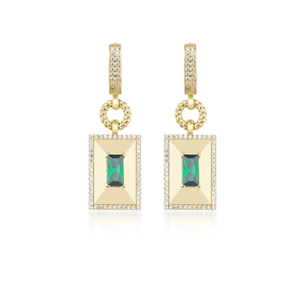 Zümrüt Taşlı Küpe