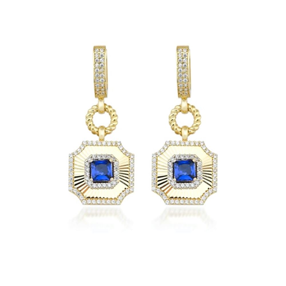 Kalemli Safir Taşlı Küpe