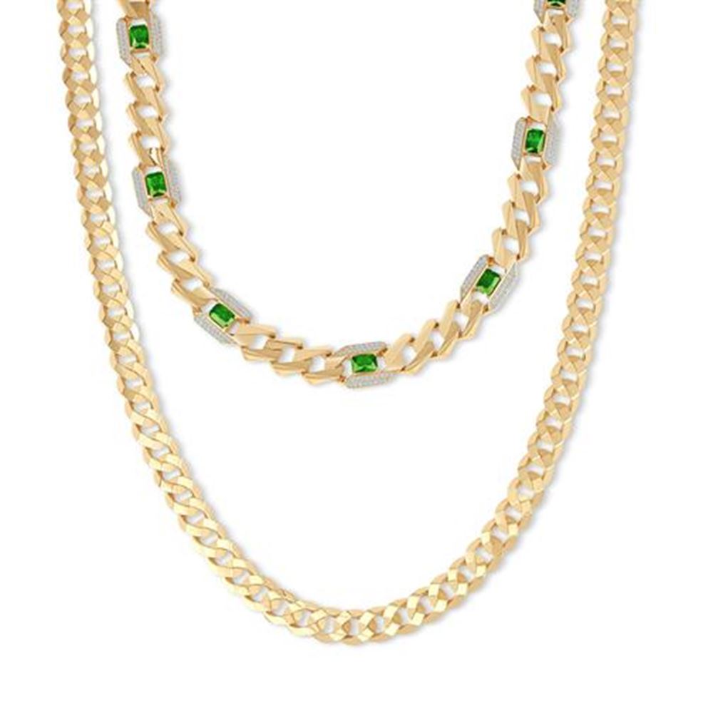 İki Sıra Zümrüt Taşlı Gurmet Zincir