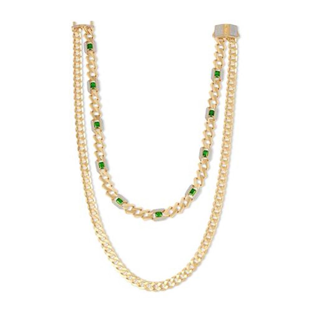 İki Sıra Zümrüt Taşlı Gurmet Zincir