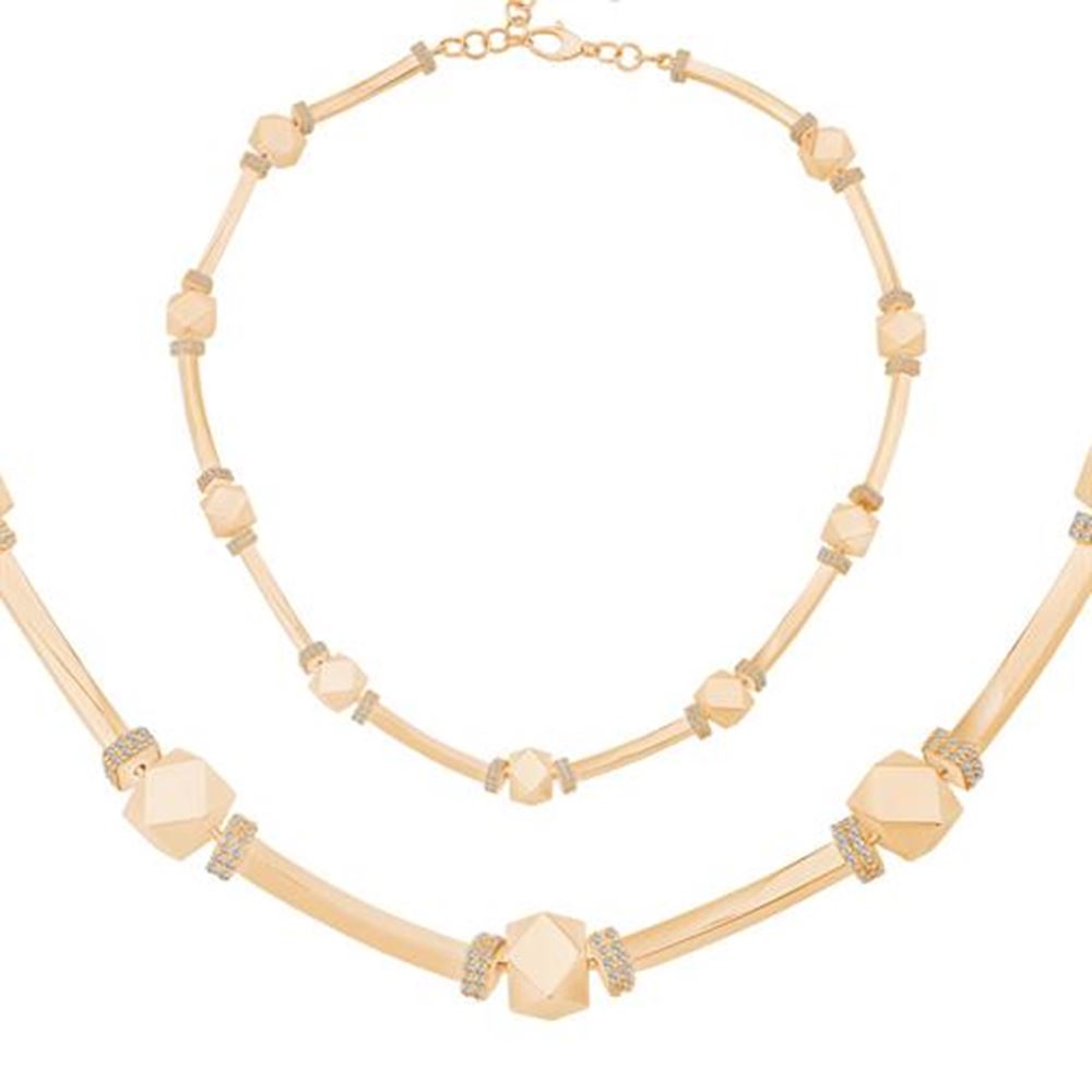 Geometrik Taşlı Altın Set