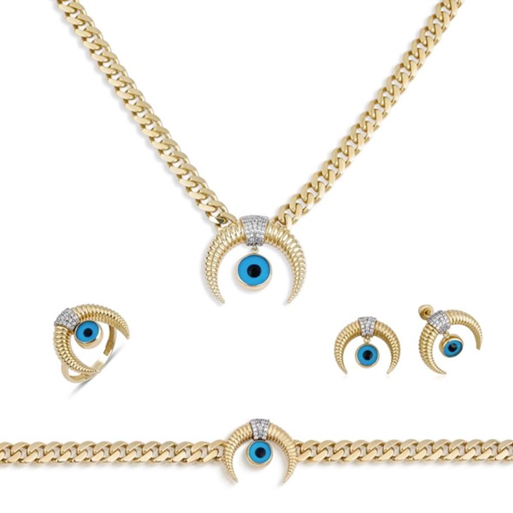 İtalyan Tasarım Yeşil Taşlı Altın Bileklik