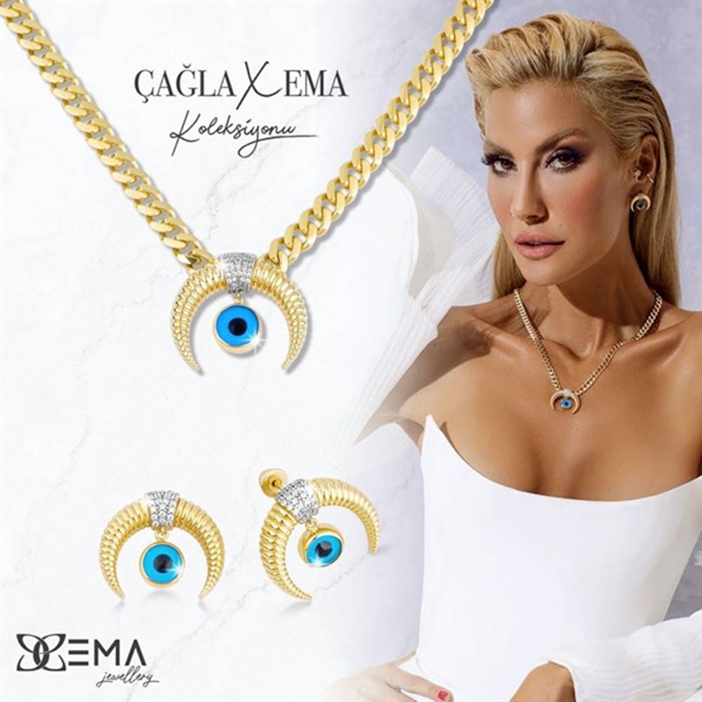 İtalyan Tasarım Yeşil Taşlı Altın Bileklik