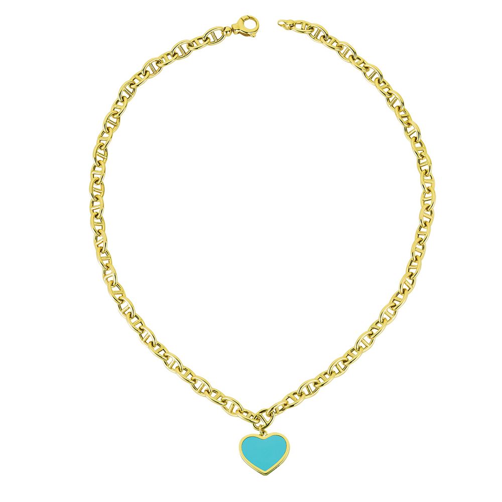 Altın Mavi Mineli Kolye