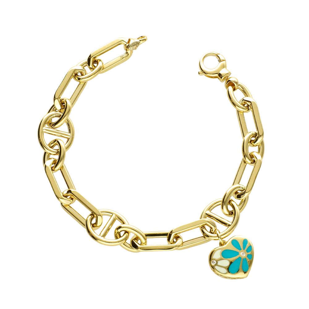 Kırmızı-Siyah Mineli Kalpli Eterna Bileklik