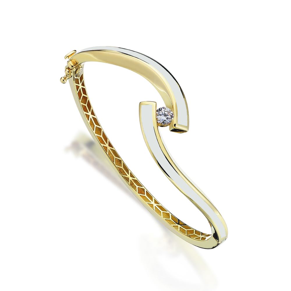 Sarı Altın Beyaz Fosfor Mineli Kelepçe Bilezik