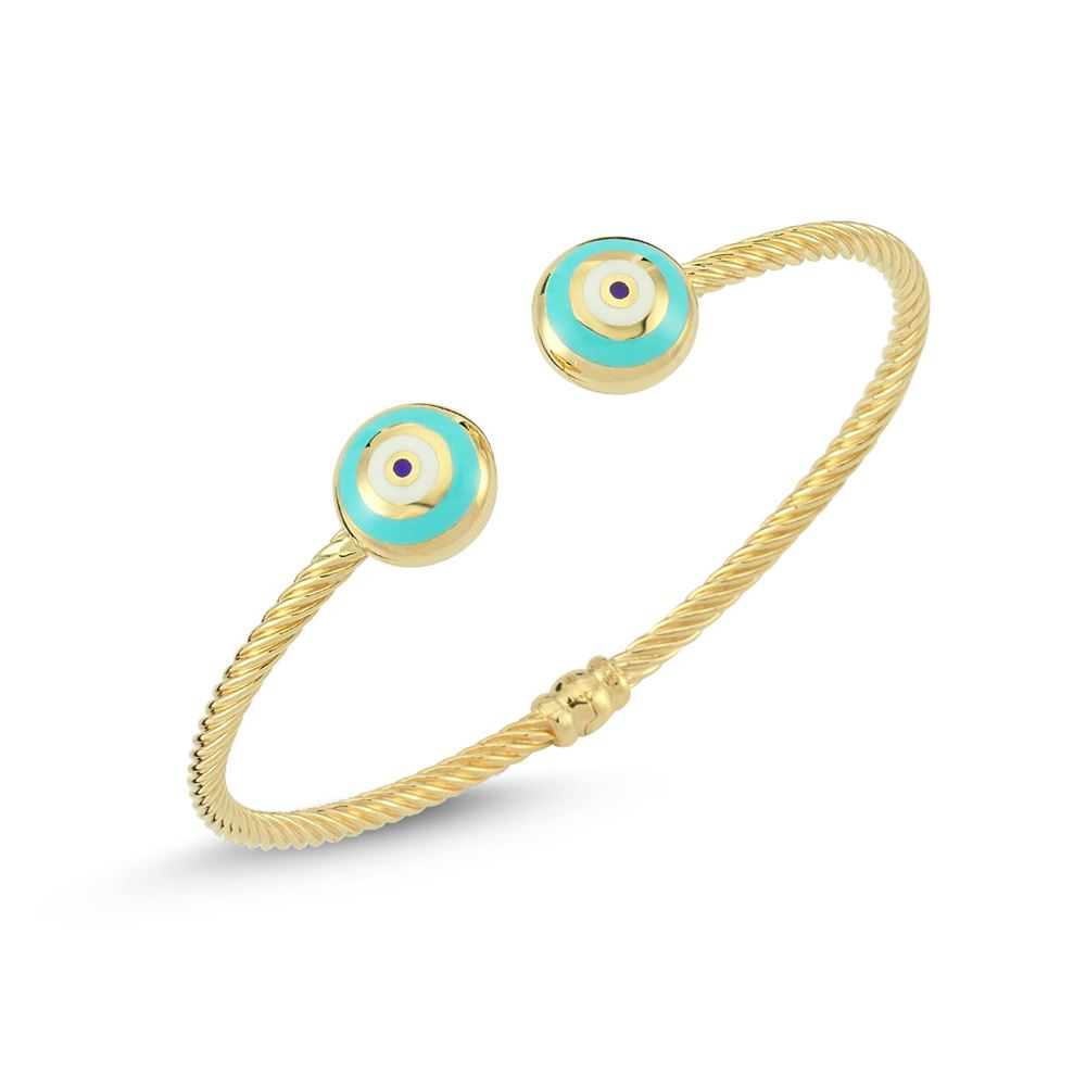 Fortuna Sarı Altın Turkuaz Mineli Kelepçe