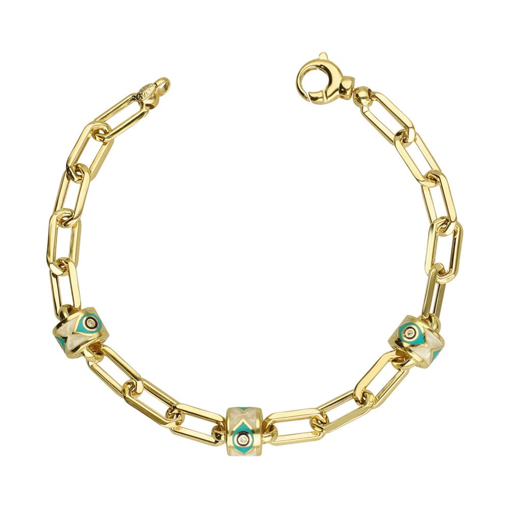 Fortuna Sarı Altın Sedef Göz Mineli Bileklik