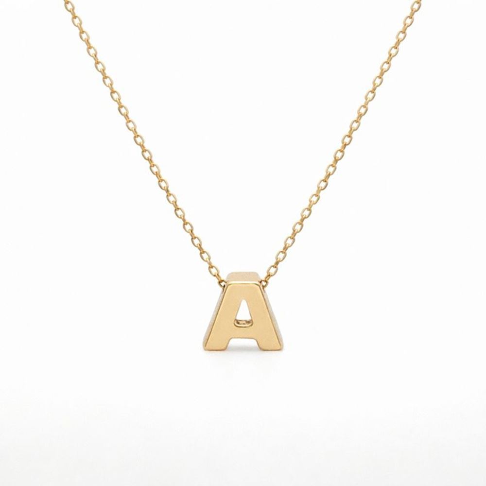 Klasik Model Altın Harf Kolye – Minimal Kare Tasarım (0,90 × 0,90 cm – 0,25 mm)
