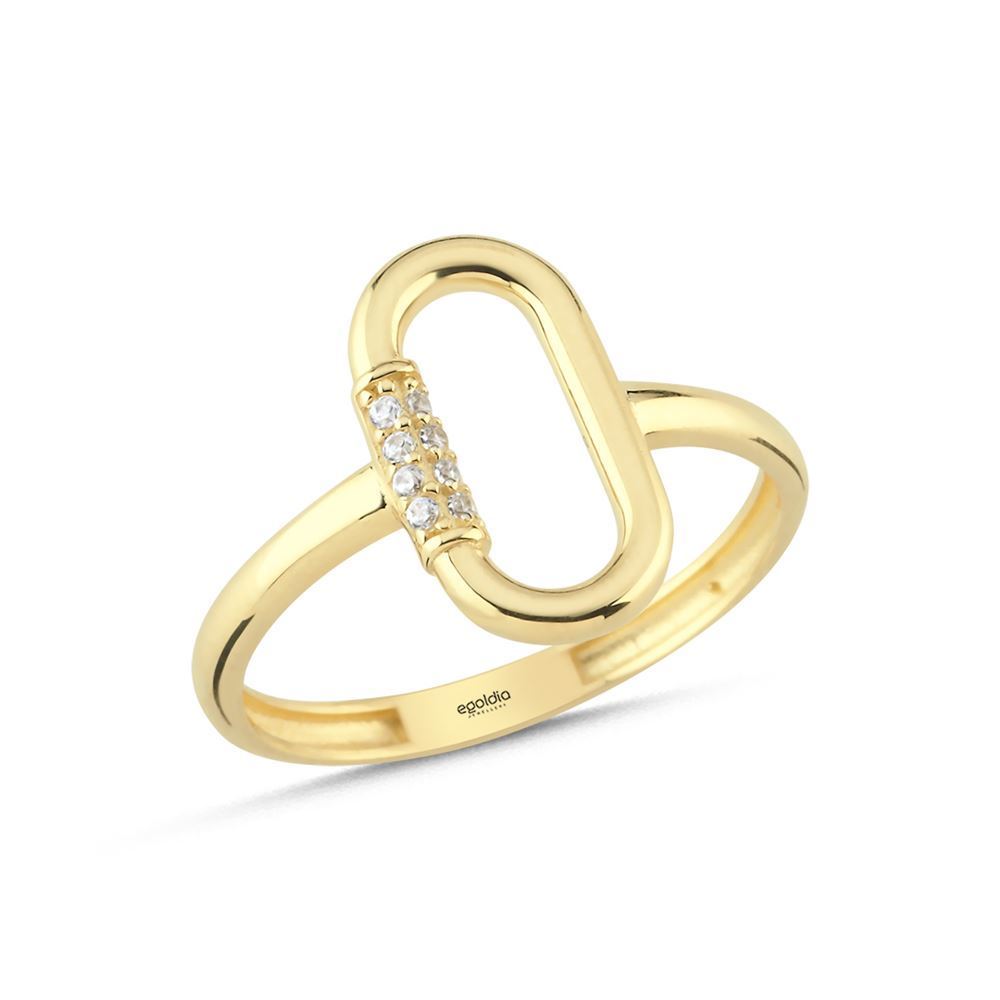 Oval U Tasarım Taşlı Yüzük