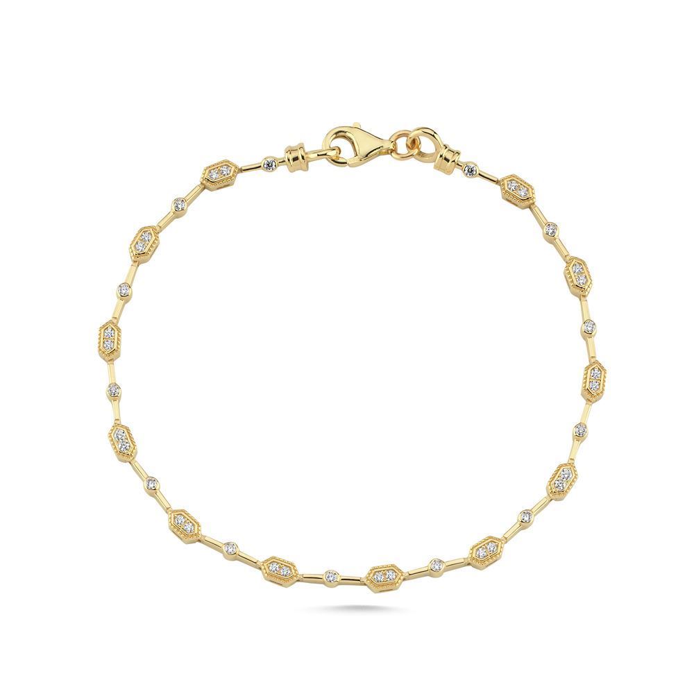 Altıgen Ve Nokta Tasarım Taşlı Bileklik