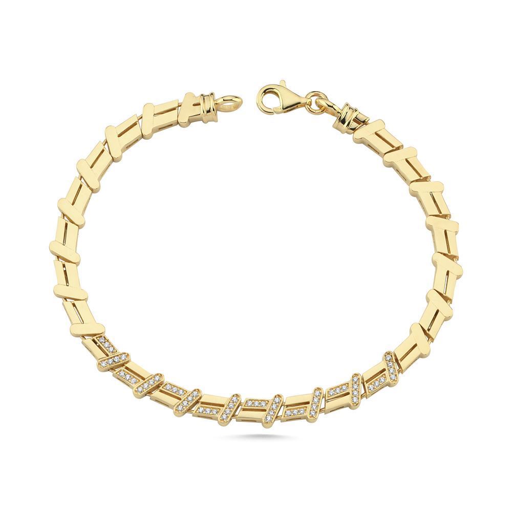 Çift Sıra T Tasarım Taşlı Bileklik