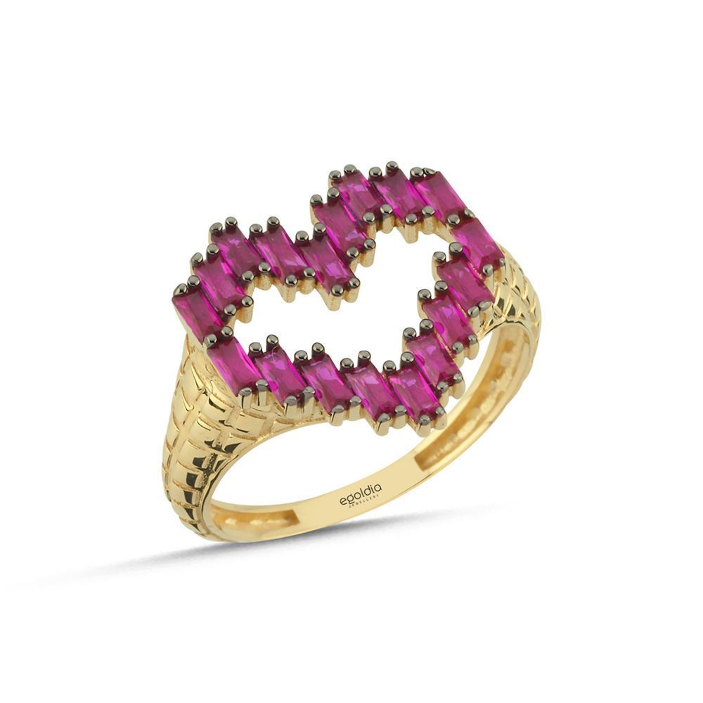 Kalp Tasarım Beyaz Baget Yüzük