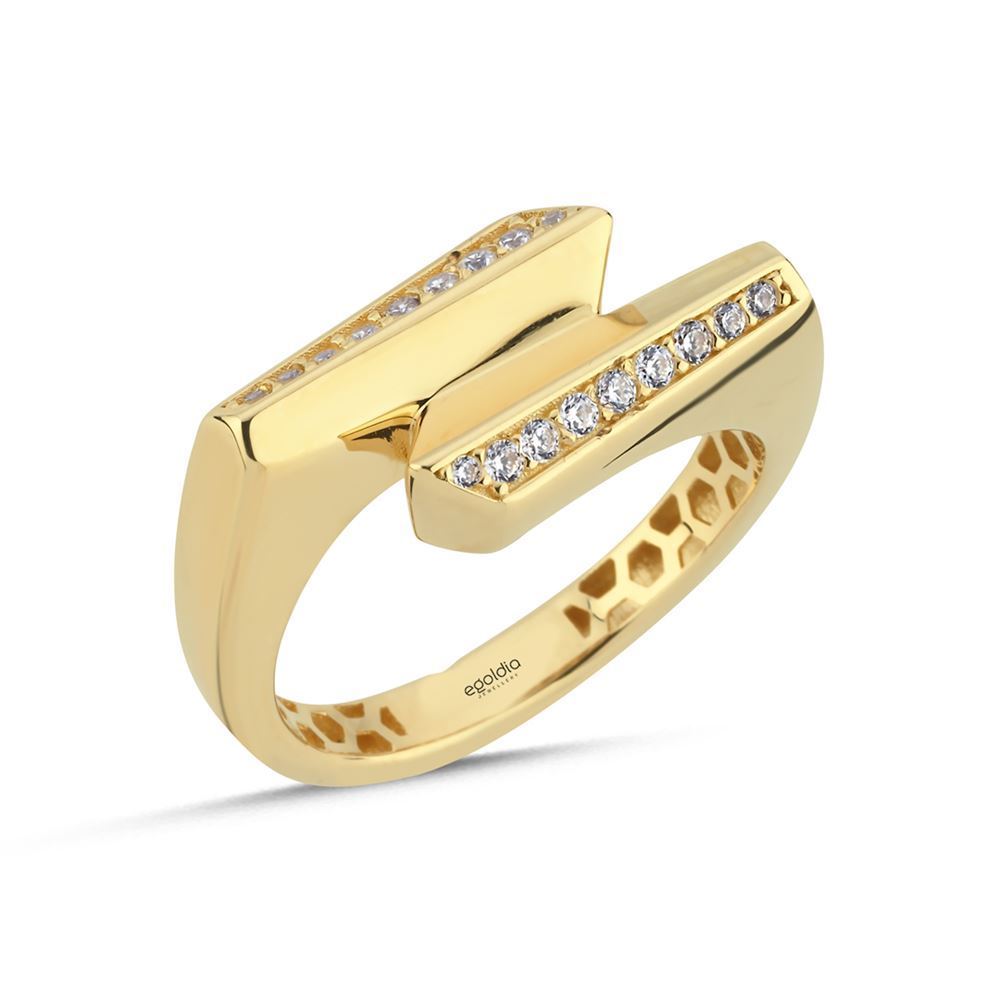 Yassı Tasarım Taşlı Yüzük