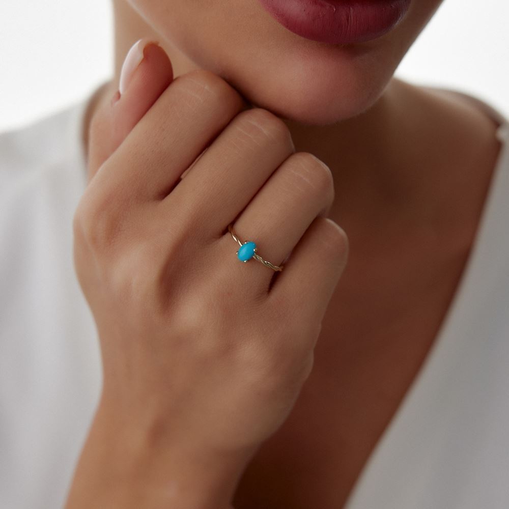 Firuze Taşlı Burgu Tasarım Yüzük